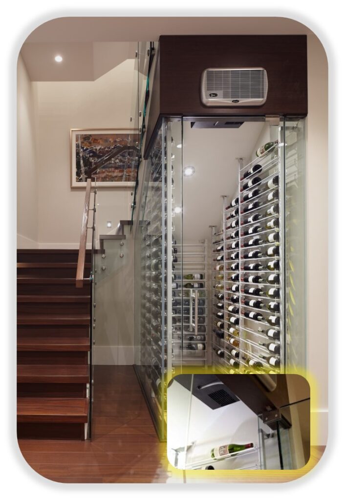 One of the Refrigerated Wine Cellars Built by Blue Grouse Wine Cellars Under s Staircase