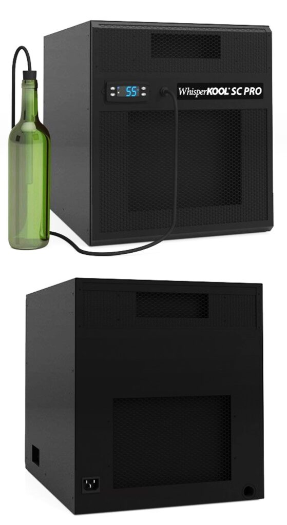 Self-Contained Wine Cellar Cooling Unit Front and Rear Views by WhisperKOOL
